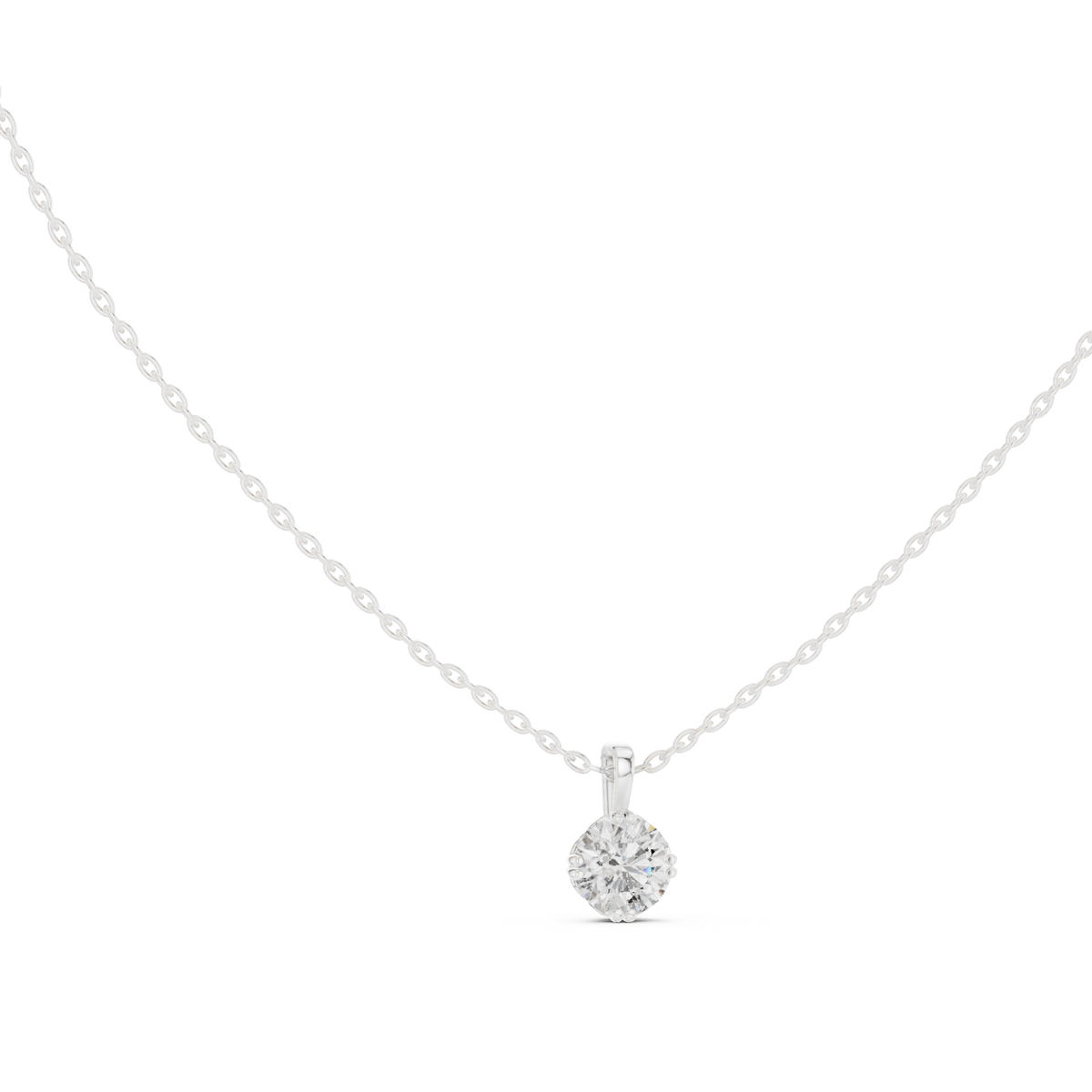 Round Cut 1.00 Ct Labgrown Diamond Pendant Minimalist Solitaire Necklace For Her - HIGHCARAT DIAMONDS