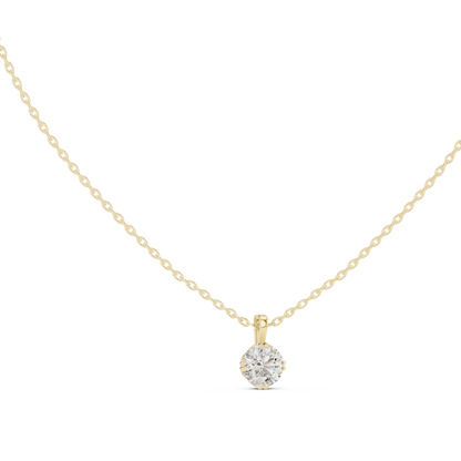 Round Cut 1.00 Ct Labgrown Diamond Pendant Minimalist Solitaire Necklace For Her - HIGHCARAT DIAMONDS