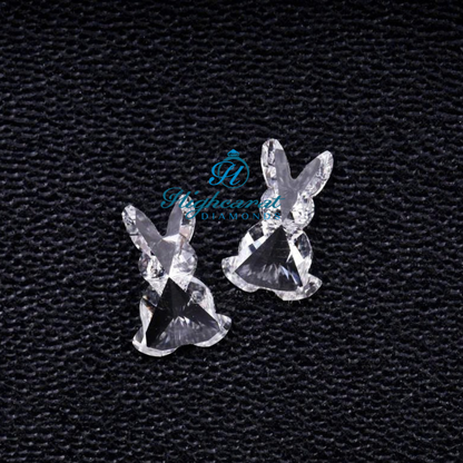 Precision Cut Rabbit Shape Diamond Pair featuring custom animal inspired faceting
