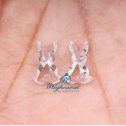 Fancy Cut Rabbit Pair Diamonds designed with matching outlines and polished appearance