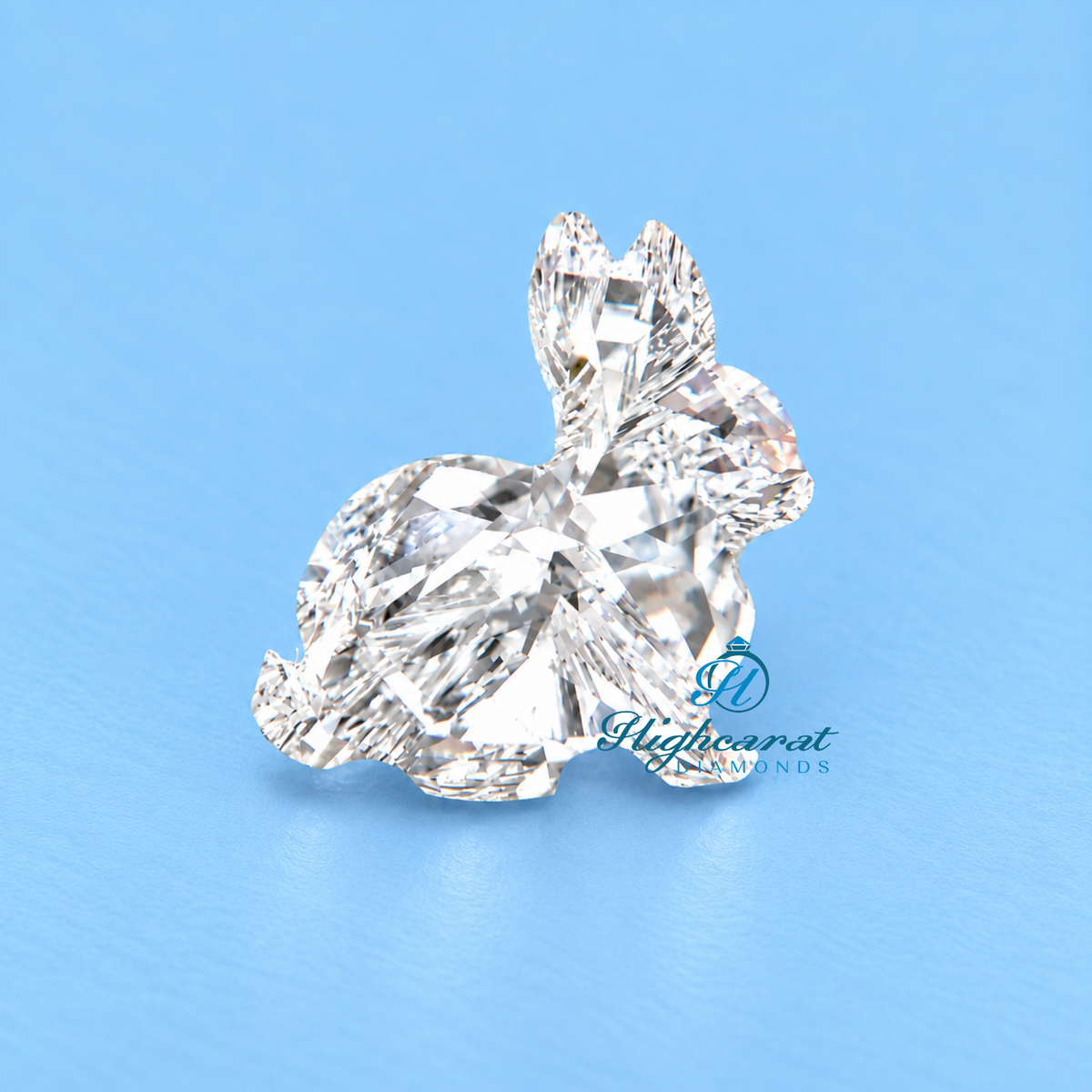 Detailed rabbit shaped lab grown diamond