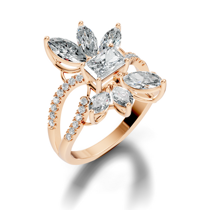 2.45Ct Radiant, Round and Marquise Cut Diamond Elegant Stunning Vintage Bridesmaid Ring For Women's - HIGHCARAT DIAMONDS