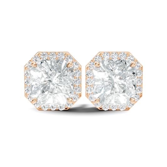 Radiant Square & Round Shape 4.02 Ct  Lab Grown Diamond 14k Solid Gold Stunning New Classic Studs Diamond Earrings For Her Gift - HIGHCARAT DIAMONDS