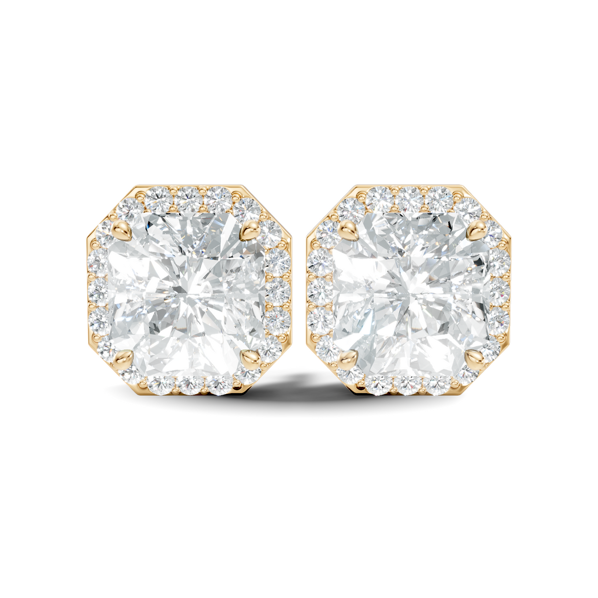 Radiant Square & Round Shape 4.02 Ct  Lab Grown Diamond 14k Solid Gold Stunning New Classic Studs Diamond Earrings For Her Gift - HIGHCARAT DIAMONDS