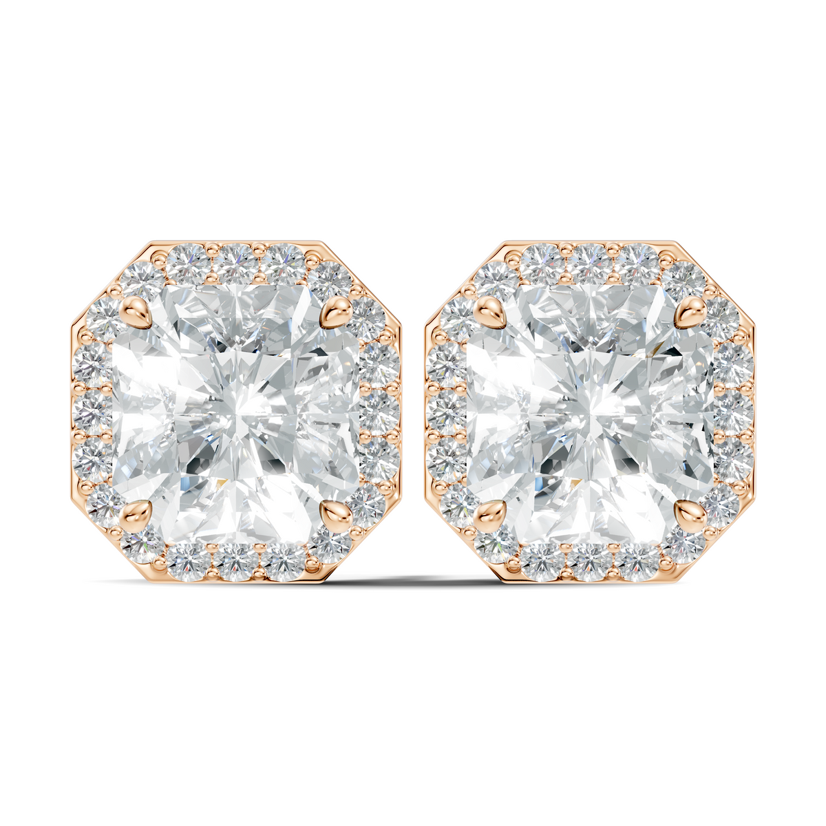 Radiant Square & Round Shape 4.02 Ct  Lab Grown Diamond 14k Solid Gold Stunning New Classic Studs Diamond Earrings For Her Gift - HIGHCARAT DIAMONDS