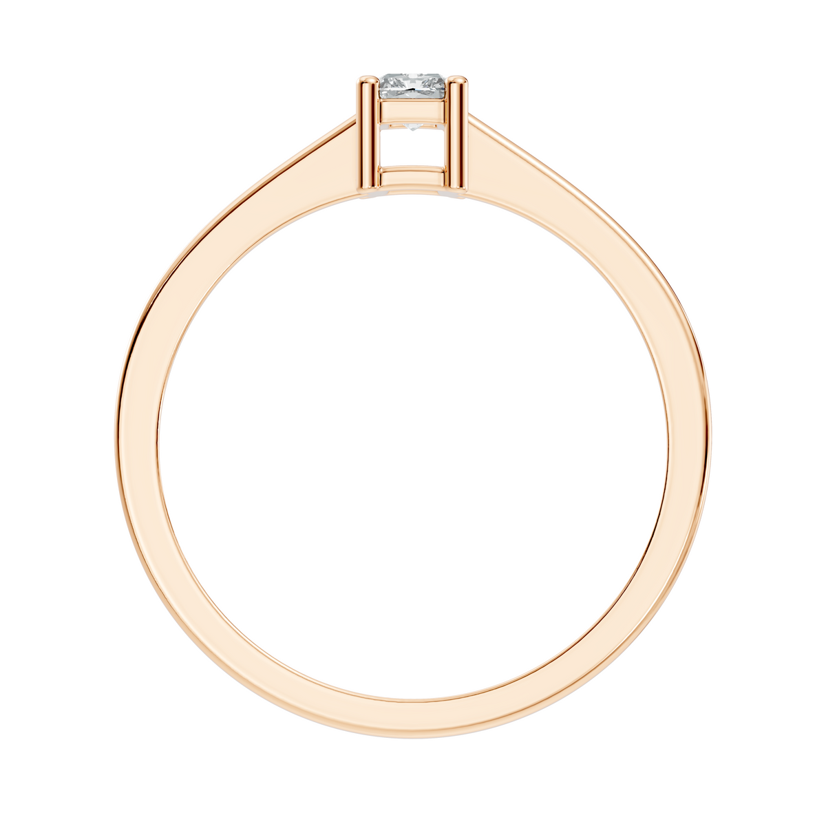 Radiant shape diamond ring with classic prong set solitaire design
