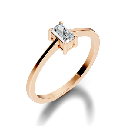 Minimal radiant cut lab grown diamond ring with single stone setting