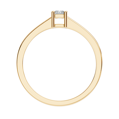 Side profile of radiant cut lab diamond prong set solitaire ring