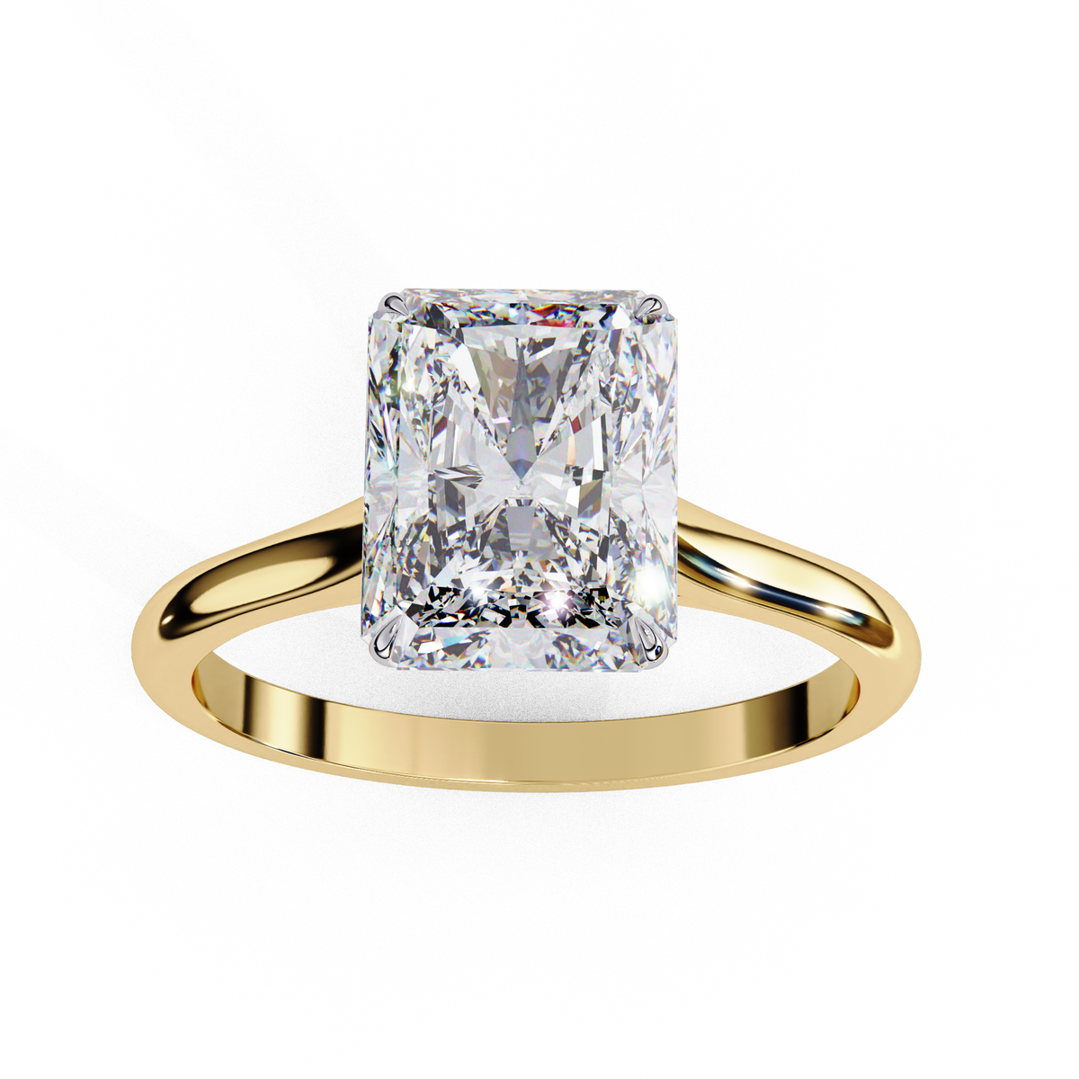 Solitaire Radiant Cut Diamond Ring featuring a lab grown center stone