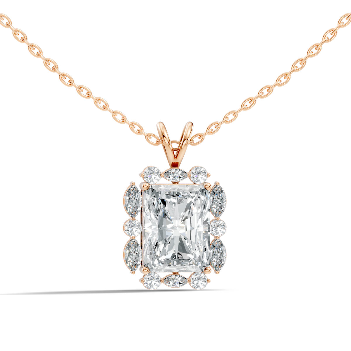 Vintage Radiant Cut Labgrown Diamond Pendant Elegant 5.11 Ct White Gold Jewelry Gift - HIGHCARAT DIAMONDS