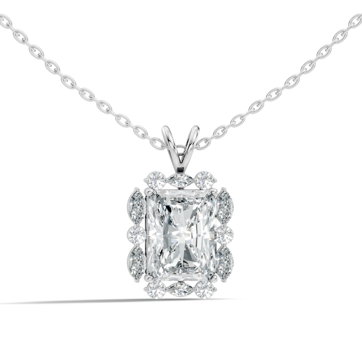 Vintage Radiant Cut Labgrown Diamond Pendant Elegant 5.11 Ct White Gold Jewelry Gift - HIGHCARAT DIAMONDS