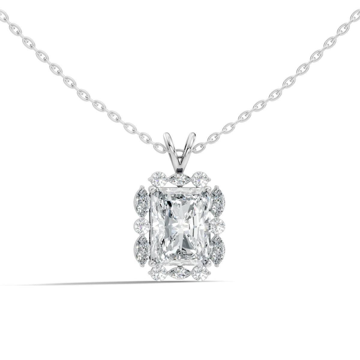 Vintage Radiant Cut Labgrown Diamond Pendant Elegant 5.11 Ct White Gold Jewelry Gift - HIGHCARAT DIAMONDS