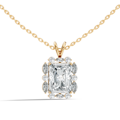 Vintage Radiant Cut Labgrown Diamond Pendant Elegant 5.11 Ct White Gold Jewelry Gift - HIGHCARAT DIAMONDS