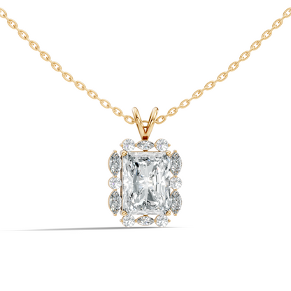 Vintage Radiant Cut Labgrown Diamond Pendant Elegant 5.11 Ct White Gold Jewelry Gift - HIGHCARAT DIAMONDS