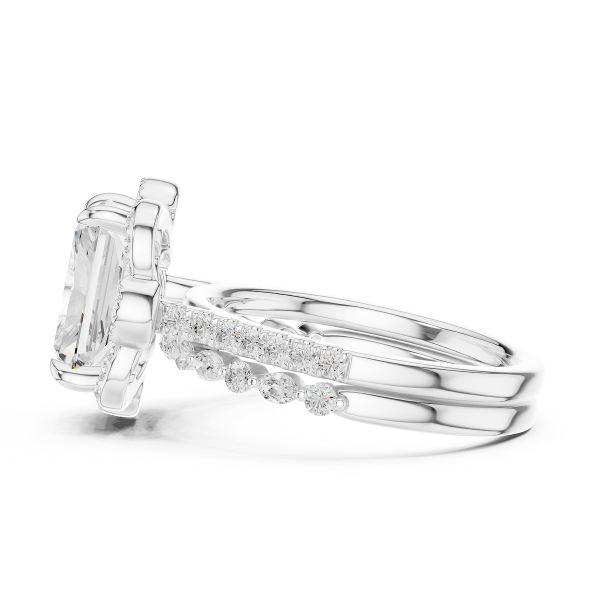 Radiant, Marquise and Round Cut 3.68Ct Lab Grown Diamond Unique Art Deco Cluster Wedding Ring For Women's - HIGHCARAT DIAMONDS