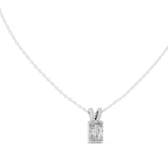 Radiant Cut Lab Grown Diamond Halo Pendant Top View