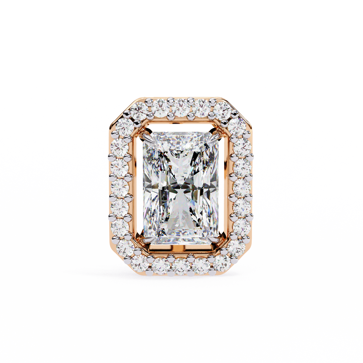 Radiant And Round Cut Top Grade Diamond Vintage Halo Style Minimalist Dainty Wedding Stud Earring - HIGHCARAT DIAMONDS
