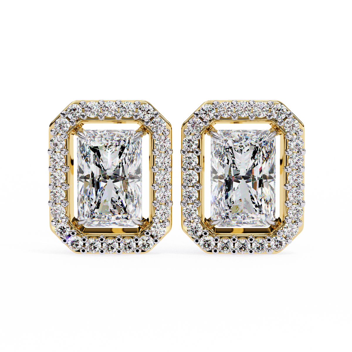 Radiant And Round Cut Top Grade Diamond Vintage Halo Style Minimalist Dainty Wedding Stud Earring - HIGHCARAT DIAMONDS
