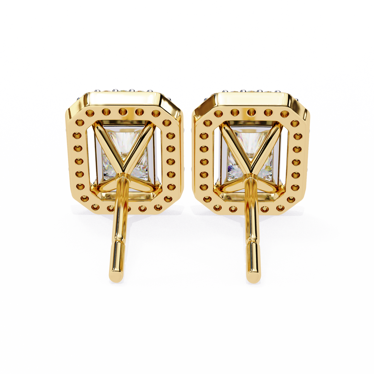 Radiant And Round Cut Top Grade Diamond Vintage Halo Style Minimalist Dainty Wedding Stud Earring - HIGHCARAT DIAMONDS