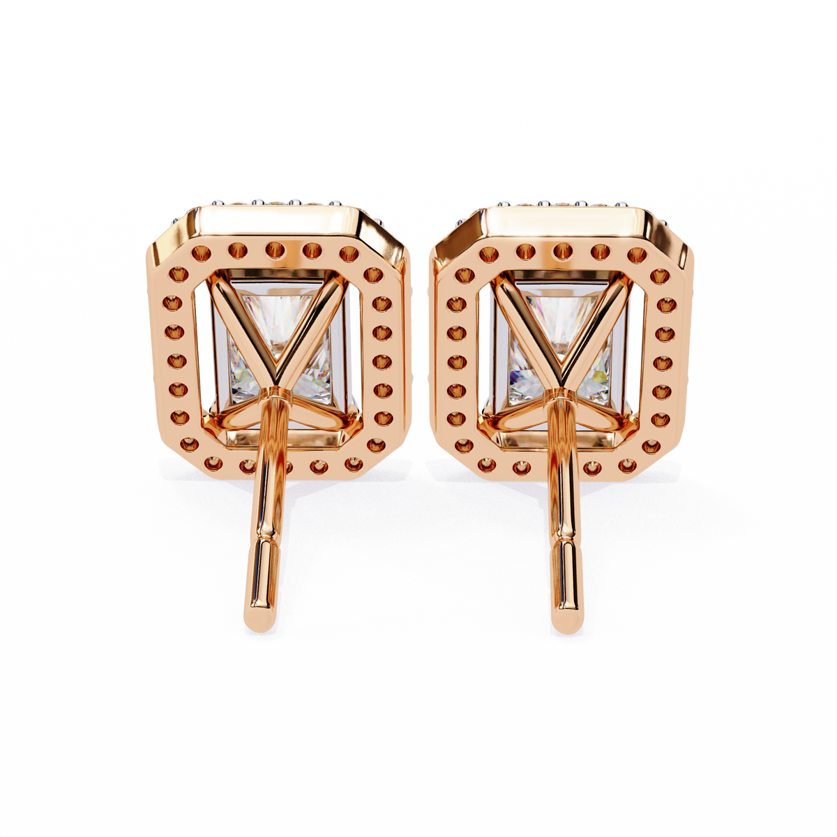 Radiant And Round Cut Top Grade Diamond Vintage Halo Style Minimalist Dainty Wedding Stud Earring - HIGHCARAT DIAMONDS