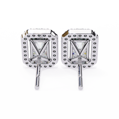 Radiant And Round Cut Top Grade Diamond Vintage Halo Style Minimalist Dainty Wedding Stud Earring - HIGHCARAT DIAMONDS