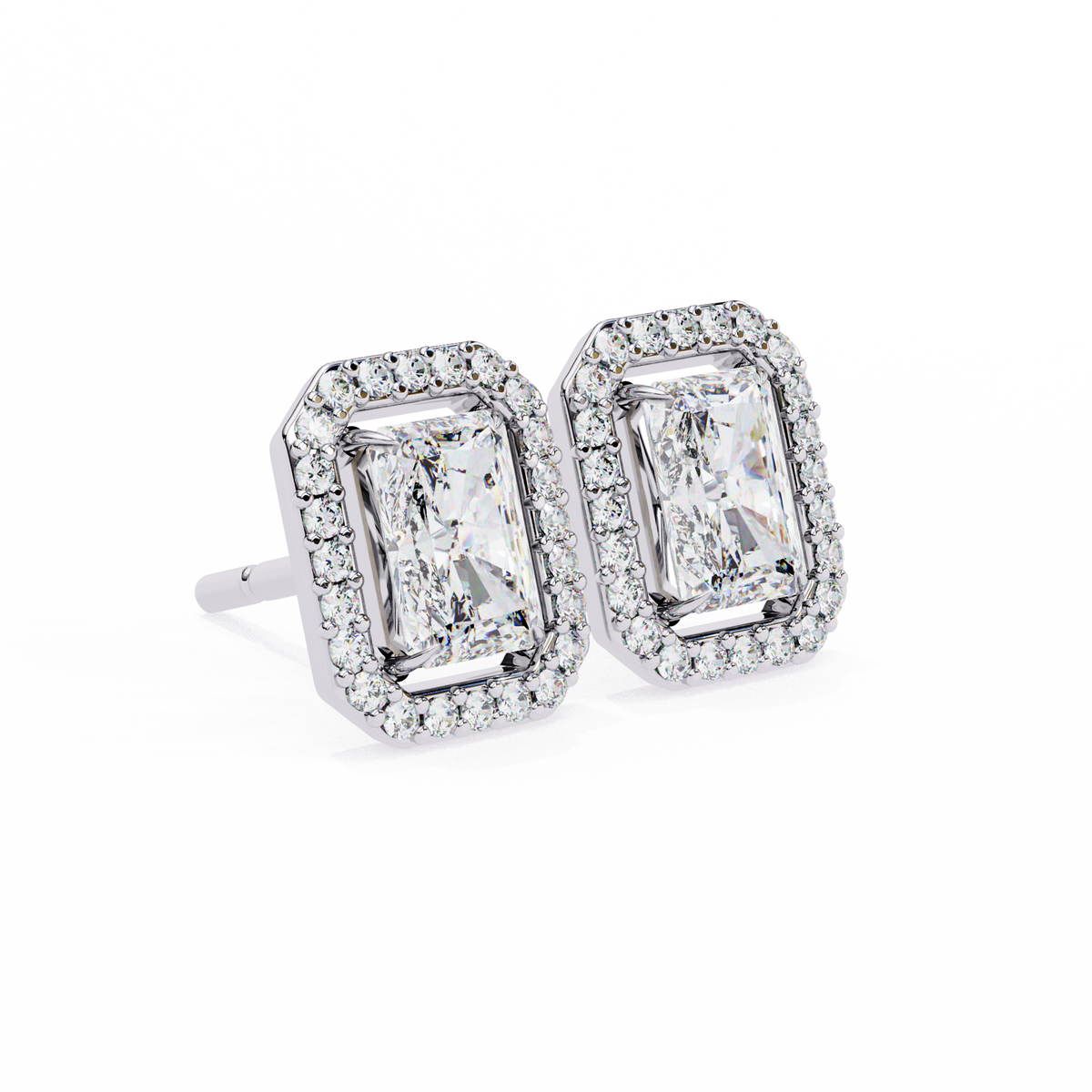 Radiant And Round Cut Top Grade Diamond Vintage Halo Style Minimalist Dainty Wedding Stud Earring - HIGHCARAT DIAMONDS