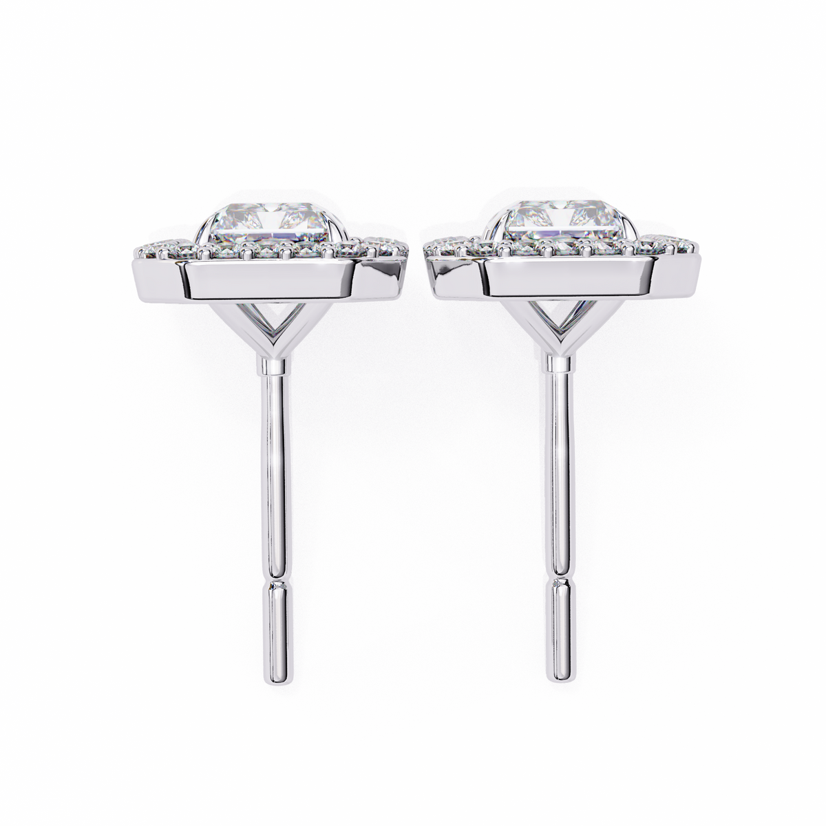 Radiant And Round Cut Top Grade Diamond Vintage Halo Style Minimalist Dainty Wedding Stud Earring - HIGHCARAT DIAMONDS