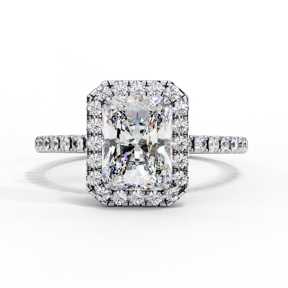 Radiant And Round Cut lab Grown Diamond And 10k Unique Art Deco Ring For Surprise Gifted - HIGHCARAT DIAMONDS