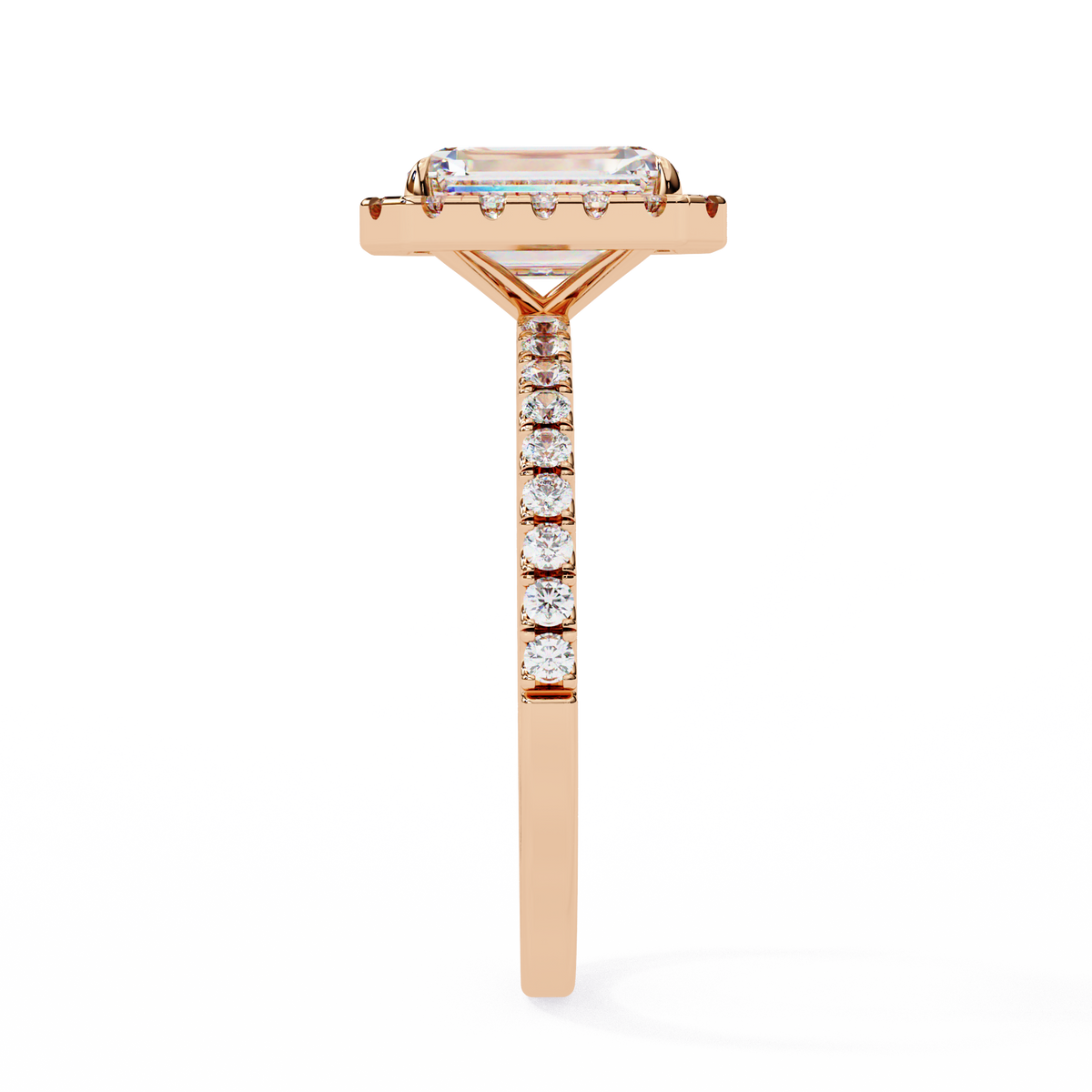 Radiant And Round Cut lab Grown Diamond And 10k Unique Art Deco Ring For Surprise Gifted - HIGHCARAT DIAMONDS