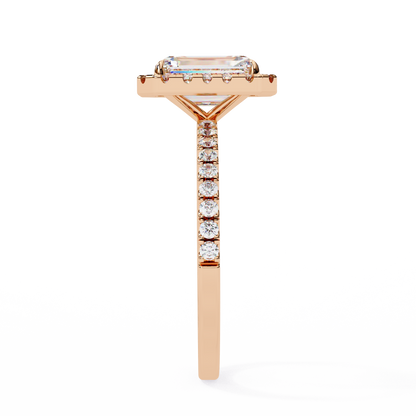 Radiant And Round Cut lab Grown Diamond And 10k Unique Art Deco Ring For Surprise Gifted - HIGHCARAT DIAMONDS