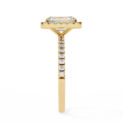 Radiant And Round Cut lab Grown Diamond And 10k Unique Art Deco Ring For Surprise Gifted - HIGHCARAT DIAMONDS