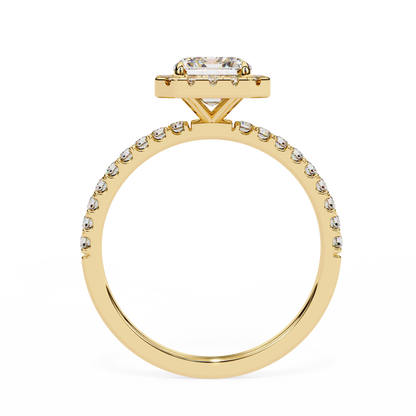 Radiant And Round Cut lab Grown Diamond And 10k Unique Art Deco Ring For Surprise Gifted - HIGHCARAT DIAMONDS