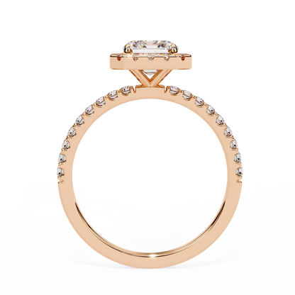 Radiant And Round Cut lab Grown Diamond And 10k Unique Art Deco Ring For Surprise Gifted - HIGHCARAT DIAMONDS