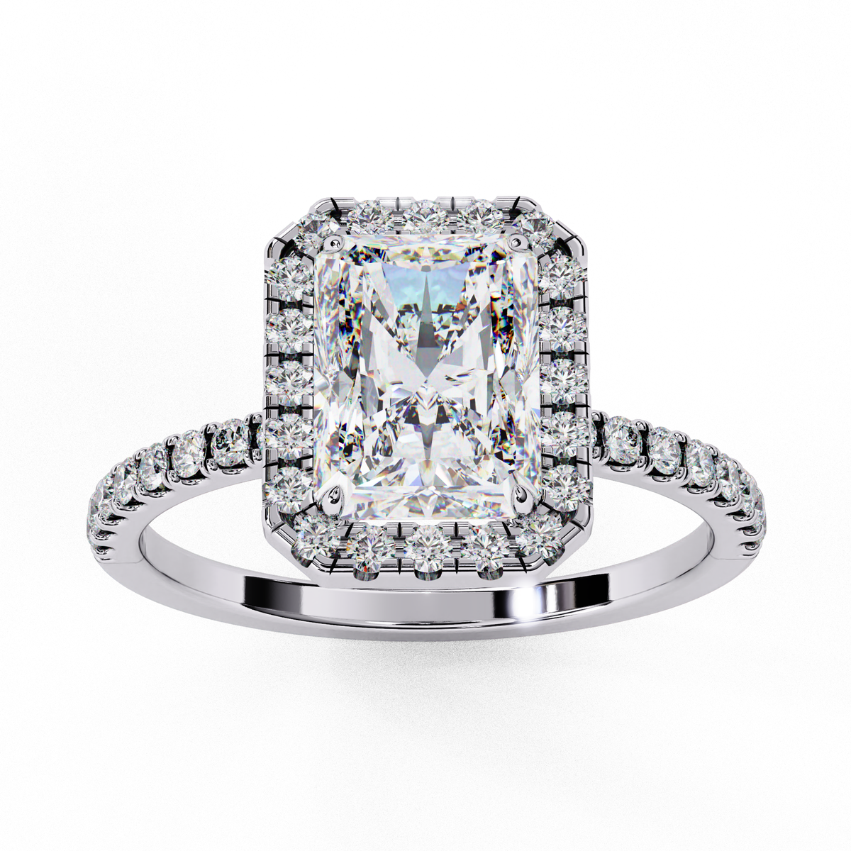 Radiant And Round Cut lab Grown Diamond And 10k Unique Art Deco Ring For Surprise Gifted - HIGHCARAT DIAMONDS