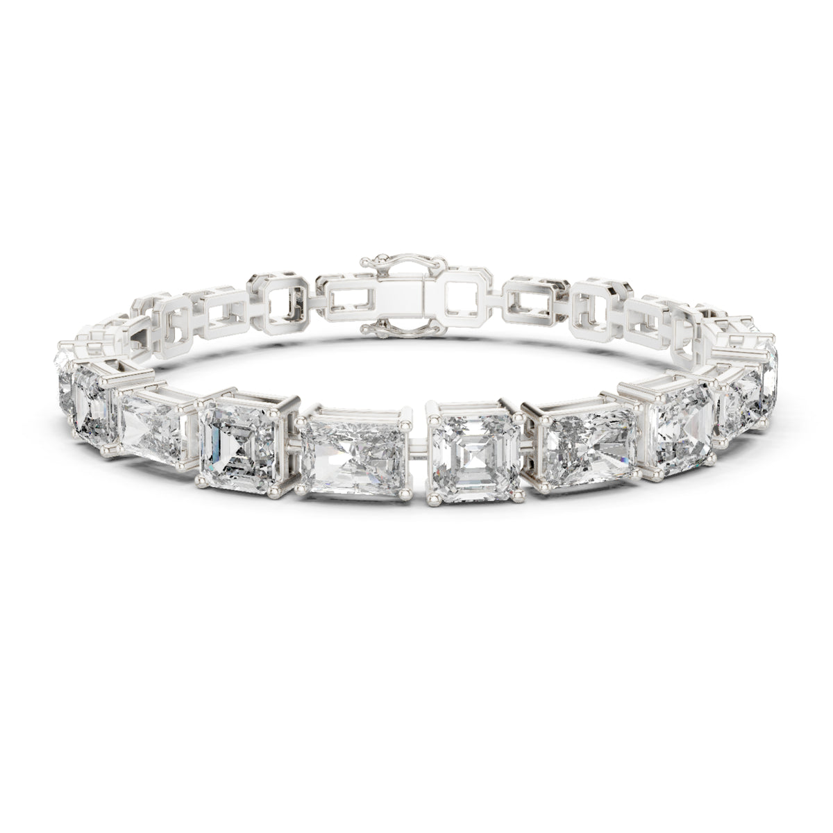 15.04 CT Emerald Or Radiant Cut Lab Grown Diamond Unique Art Deco 14K Solid Gold Bridal Tennis Bracelets - HIGHCARAT DIAMONDS