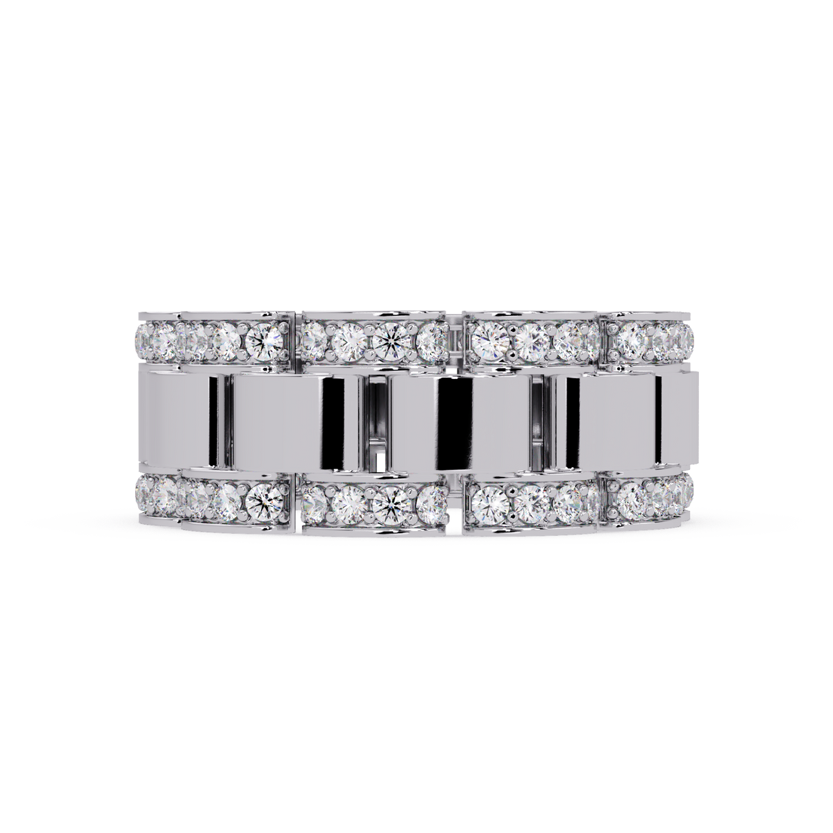 Rose Gold Chunky Link Lab Grown Diamond Band Ring - HIGHCARAT DIAMONDS