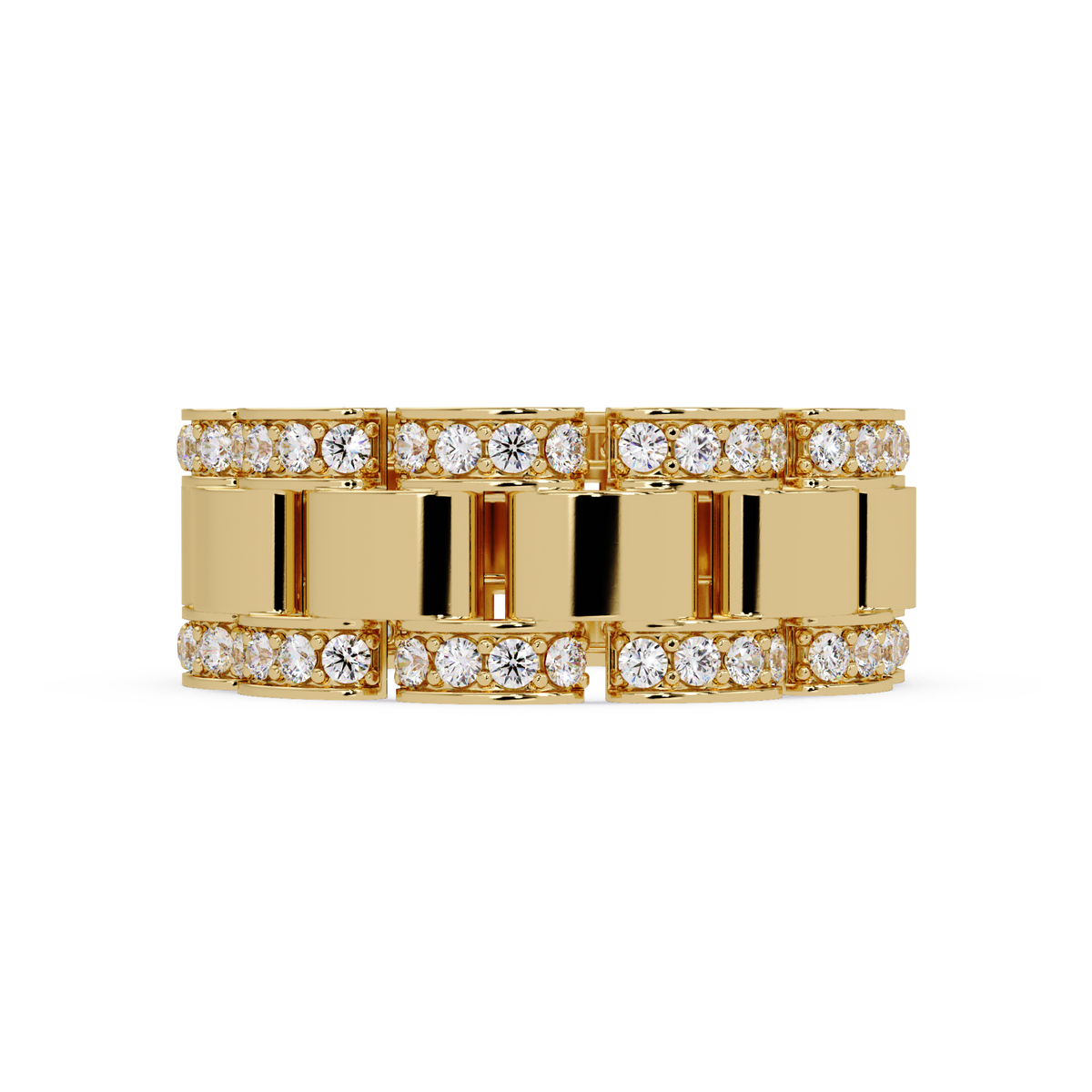 Rose Gold Chunky Link Lab Grown Diamond Band Ring - HIGHCARAT DIAMONDS