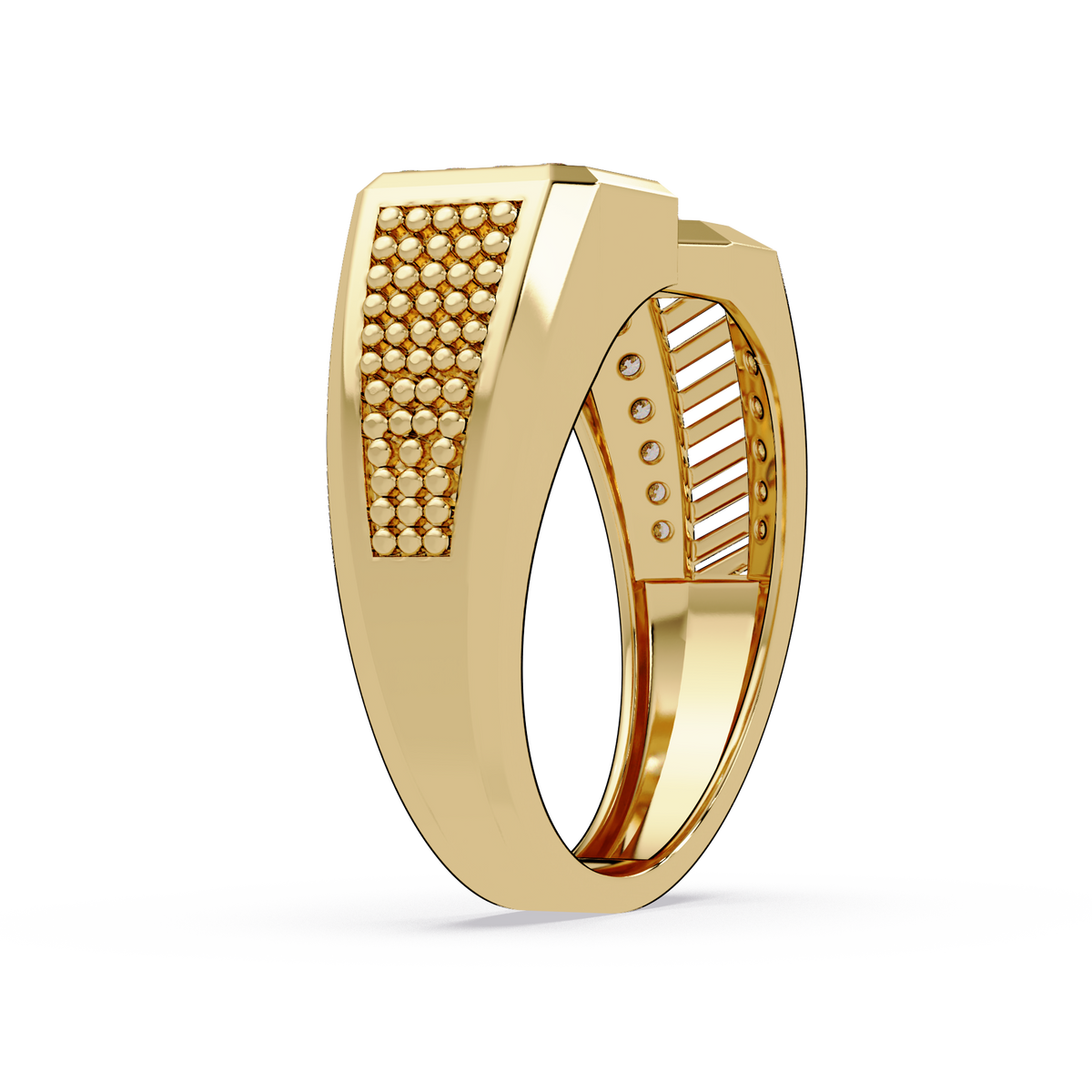 Rose Gold Double Face Diamond Statement Men's Ring - HIGHCARAT DIAMONDS