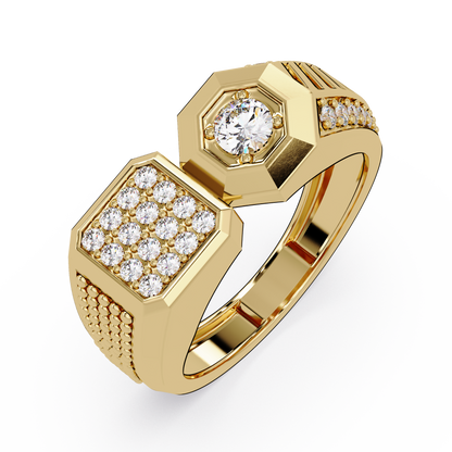 Rose Gold Double Face Diamond Statement Men's Ring - HIGHCARAT DIAMONDS