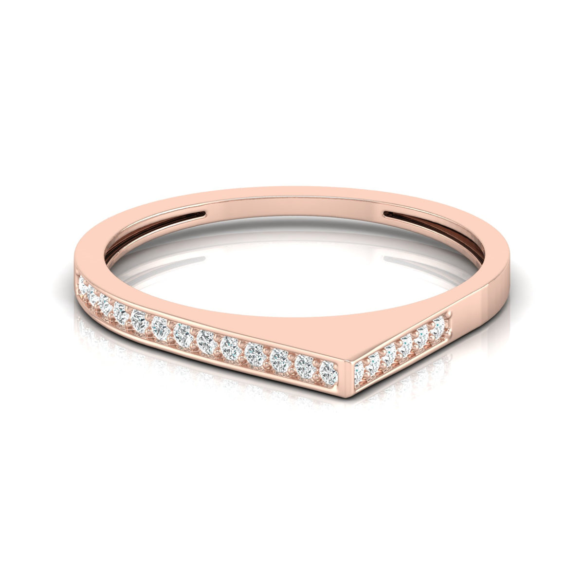 Rose Gold Lightweight Round Diamond Band Ring Party Wear Affordable Luxury For Women's - HIGHCARAT DIAMONDS