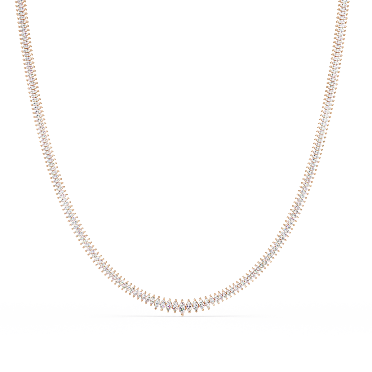 Rose Gold Marquise Tennis Lab Grown Diamond Necklace - HIGHCARAT DIAMONDS
