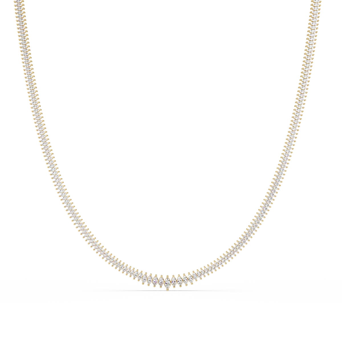 Rose Gold Marquise Tennis Lab Grown Diamond Necklace - HIGHCARAT DIAMONDS