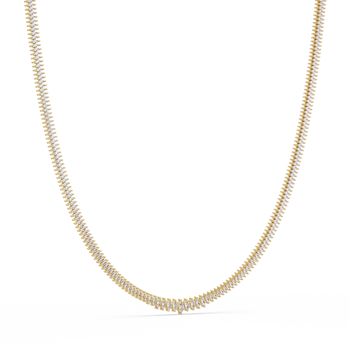 Rose Gold Marquise Tennis Lab Grown Diamond Necklace - HIGHCARAT DIAMONDS