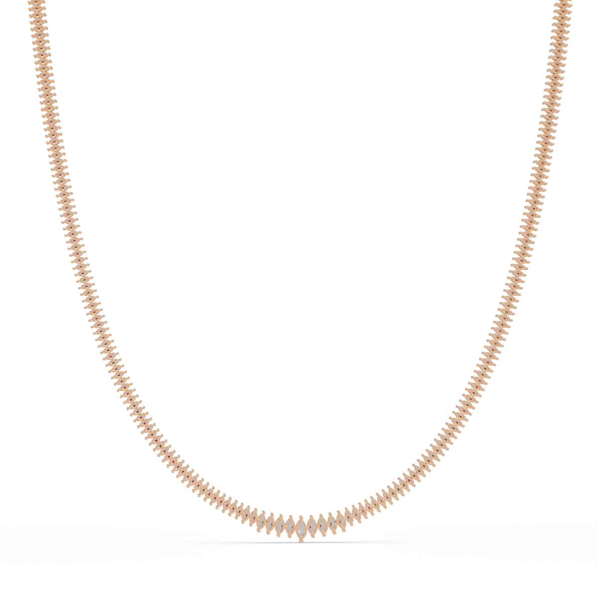 Rose Gold Marquise Tennis Lab Grown Diamond Necklace - HIGHCARAT DIAMONDS