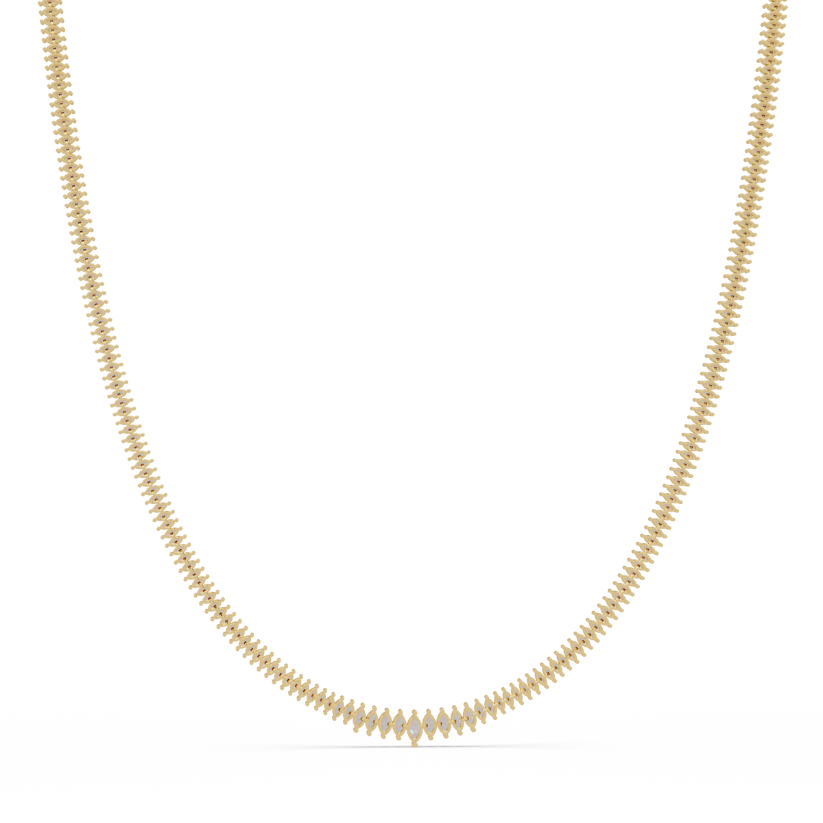 Rose Gold Marquise Tennis Lab Grown Diamond Necklace - HIGHCARAT DIAMONDS
