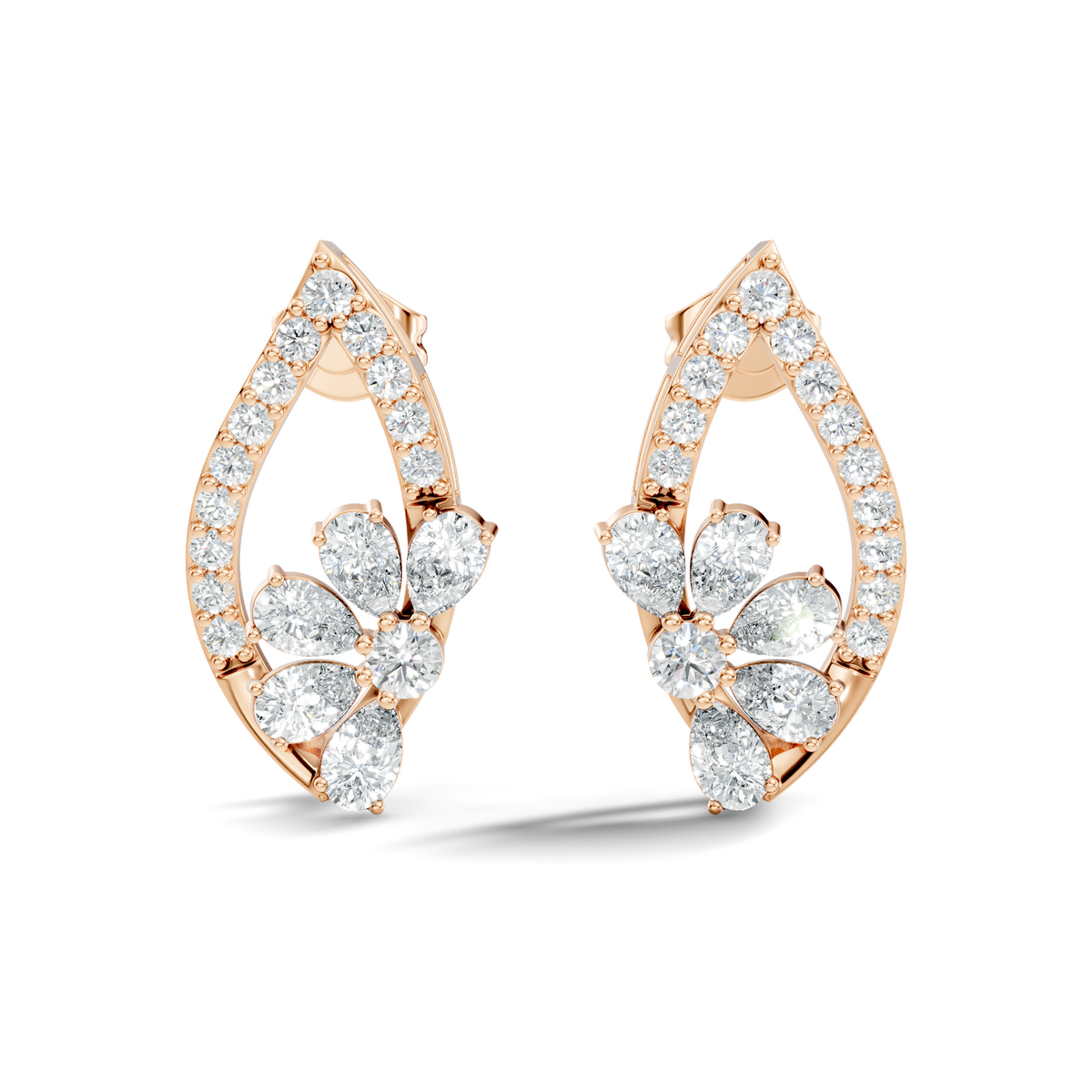 2.33 Ct Lab Grown & Natural Diamond  Round & Pear Shape Sparkling Shinny Beautiful Earrings For Her - HIGHCARAT DIAMONDS