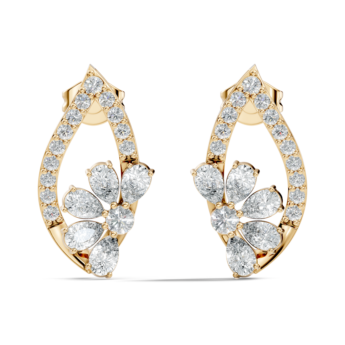 2.33 Ct Lab Grown & Natural Diamond  Round & Pear Shape Sparkling Shinny Beautiful Earrings For Her - HIGHCARAT DIAMONDS