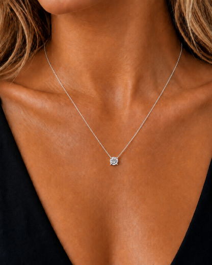 Round 1.00 Ct White Gold Prong Set Lab-Grown Solitaire Pendant - HIGHCARAT DIAMONDS