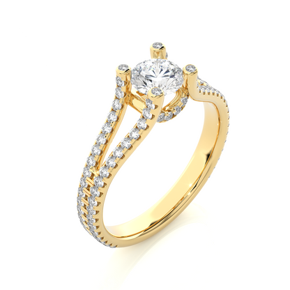 Round 1.08 Ct Cut Lab Grown 14k Solid Rose Gold Diamond Unique Split Shank Diamond Ring For Women's - HIGHCARAT DIAMONDS