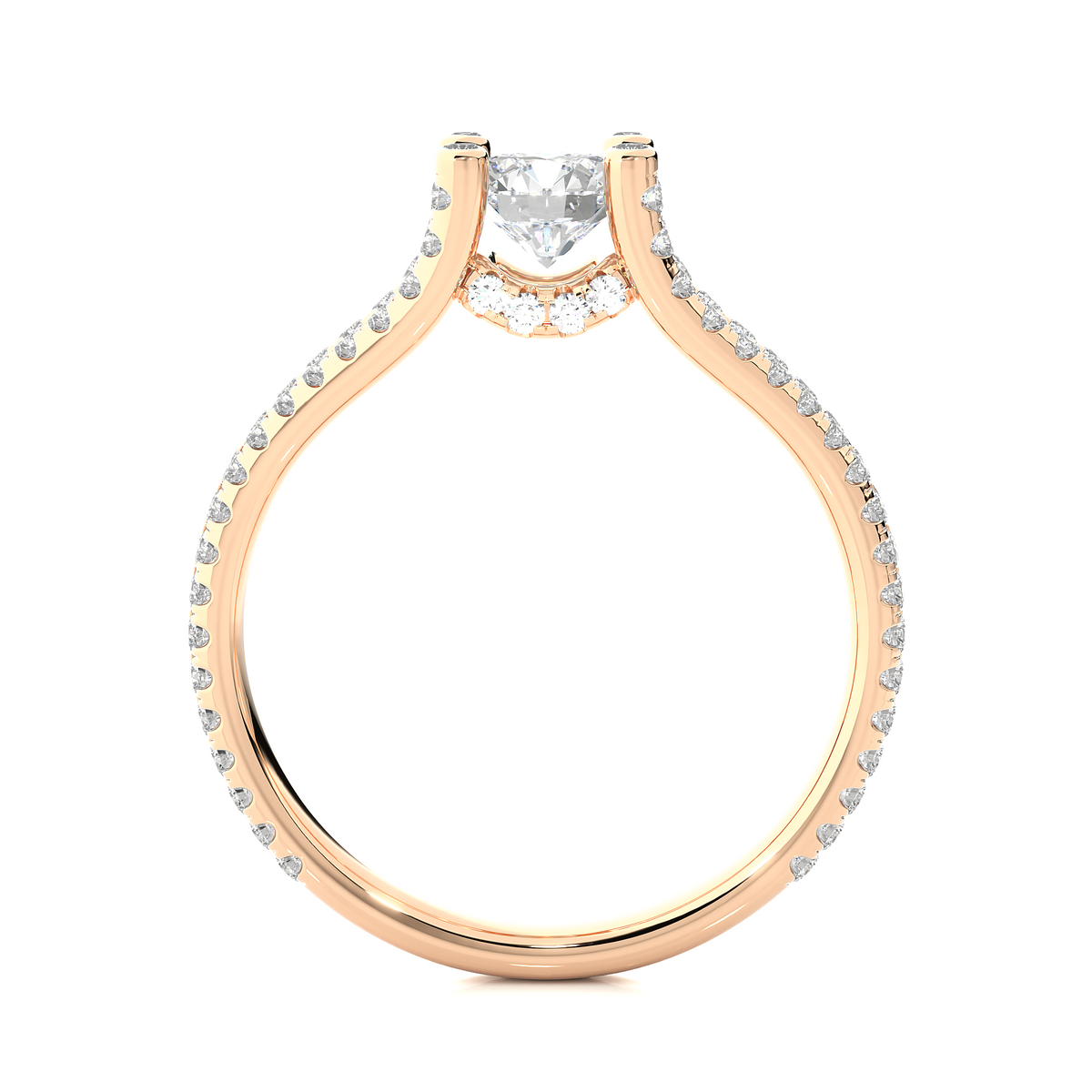 Round 1.08 Ct Cut Lab Grown 14k Solid Rose Gold Diamond Unique Split Shank Diamond Ring For Women's - HIGHCARAT DIAMONDS